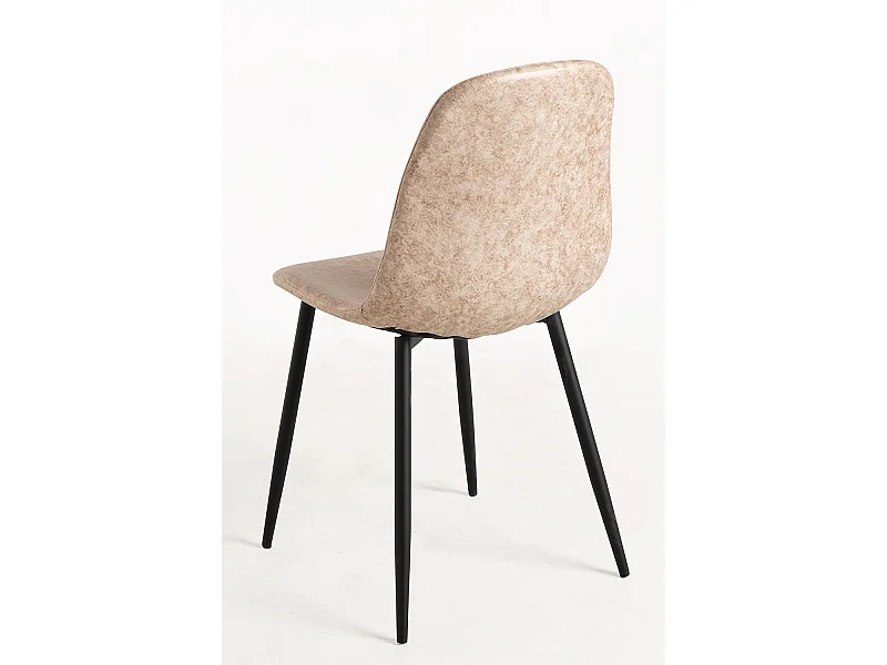 Packs Sillas Comedor - Pack 4 Sillas Black Teok Polipiel - Beige Vintage Teok