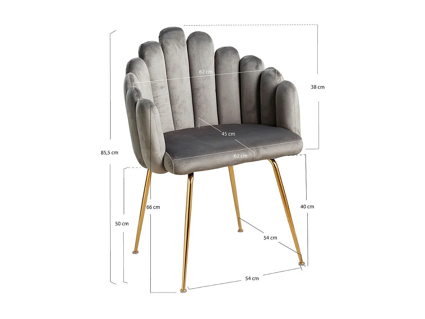 Sillas Comedor - Silla Bhoja Terciopelo - Gris oscuro