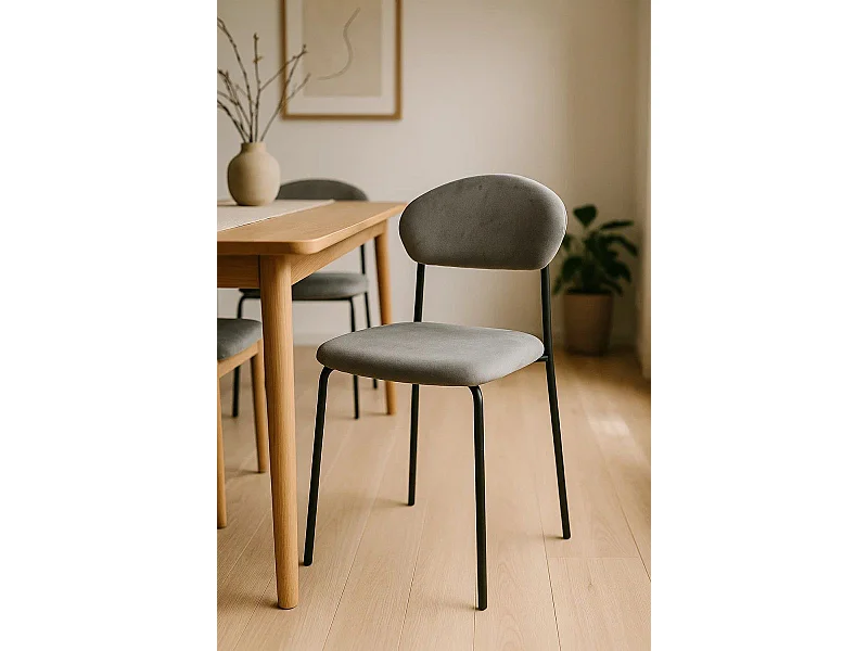 Sillas Comedor - Silla Rinos Black Terciopelo - Gris
