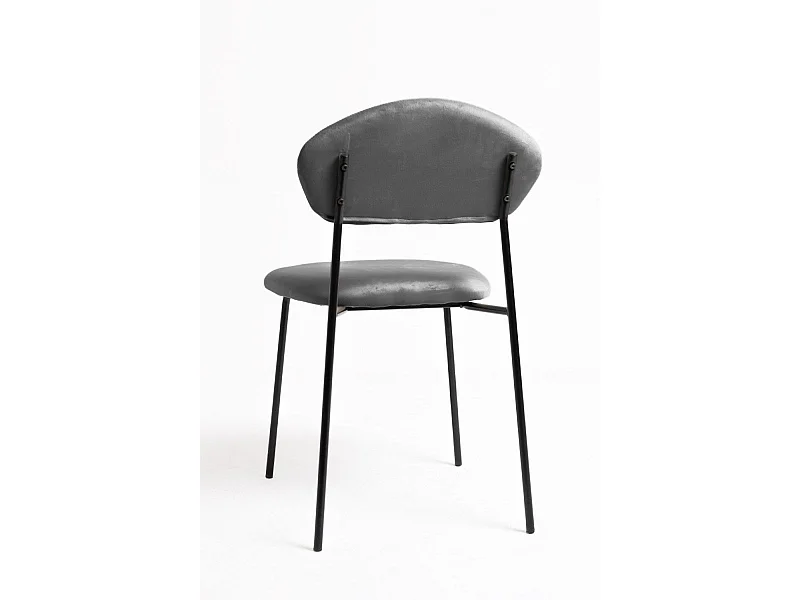 Sillas Comedor - Silla Rinos Black Terciopelo - Gris