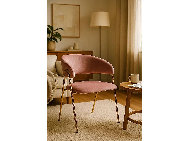 Sillas Comedor - Silla Mihu Gold Terciopelo - Rosa