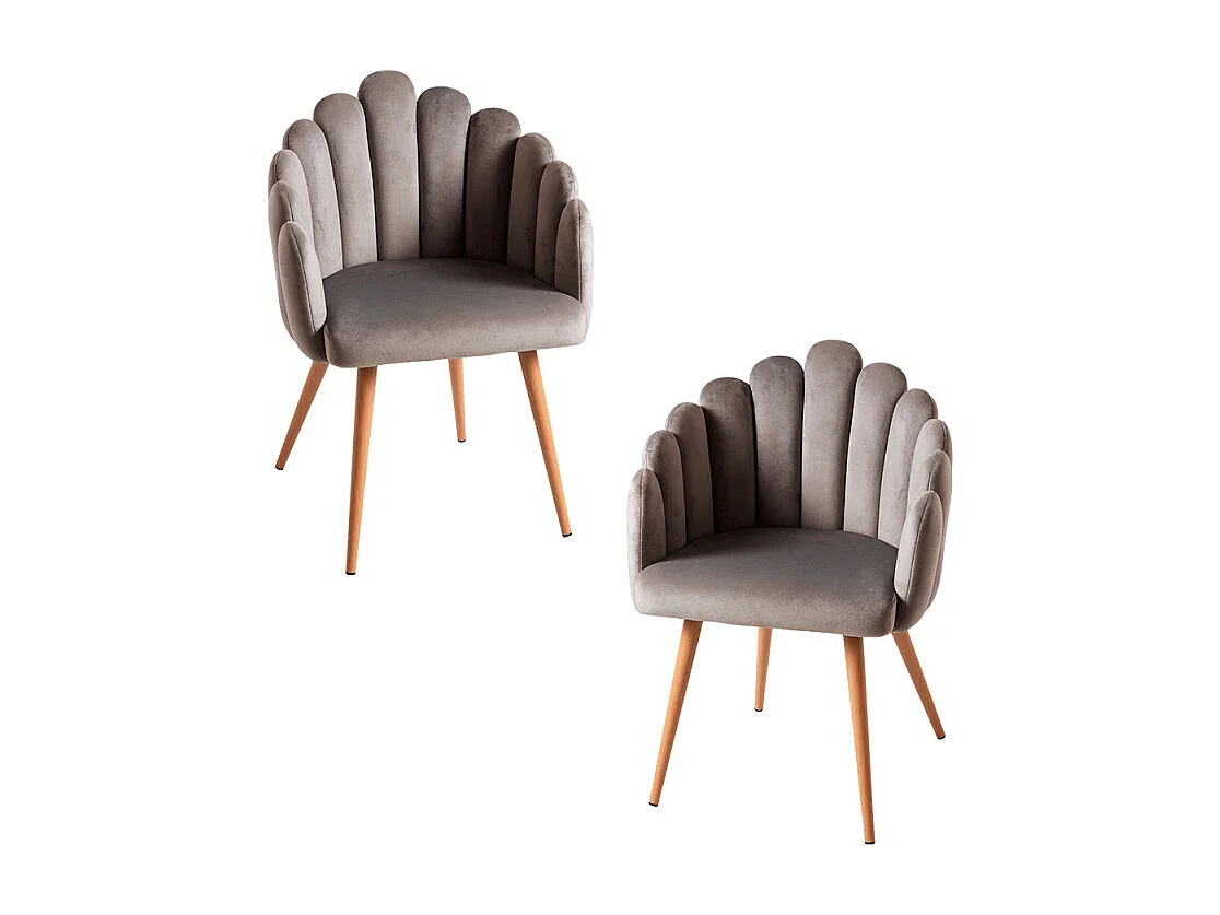 Packs Sillas Comedor - Pack 2 Sillones Main Terciopelo - Gris oscuro