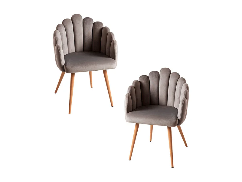 Packs Sillas Comedor - Pack 2 Sillones Main Terciopelo - Gris oscuro