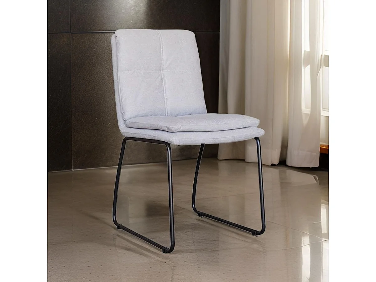 Juego De 2 Sillas De Comedor Tapizadas Color Gris - Sin Brazos