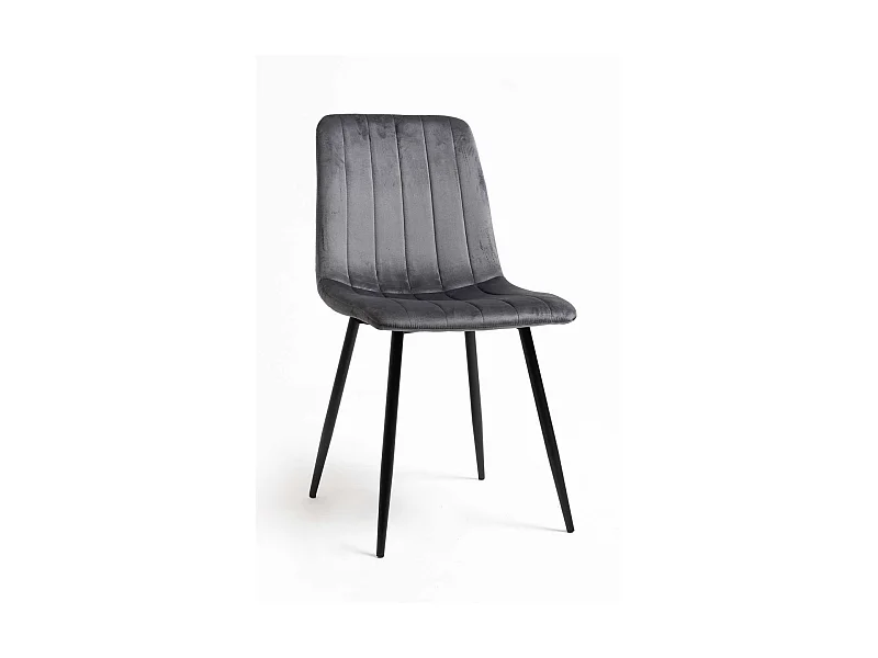 Sillas Comedor - Silla Miller Black Terciopelo - Gris