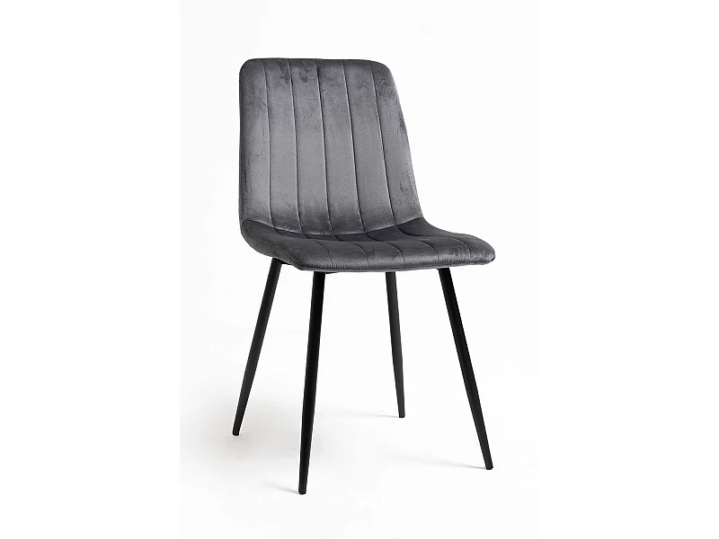 Sillas Comedor - Silla Miller Black Terciopelo - Gris