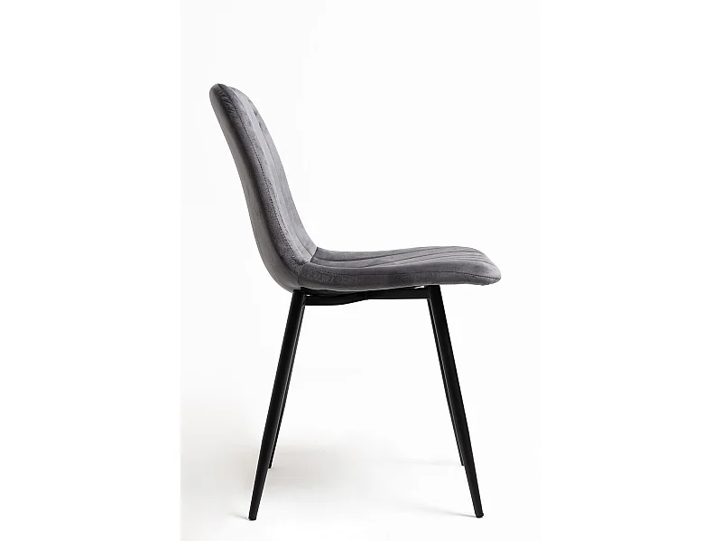 Sillas Comedor - Silla Miller Black Terciopelo - Gris