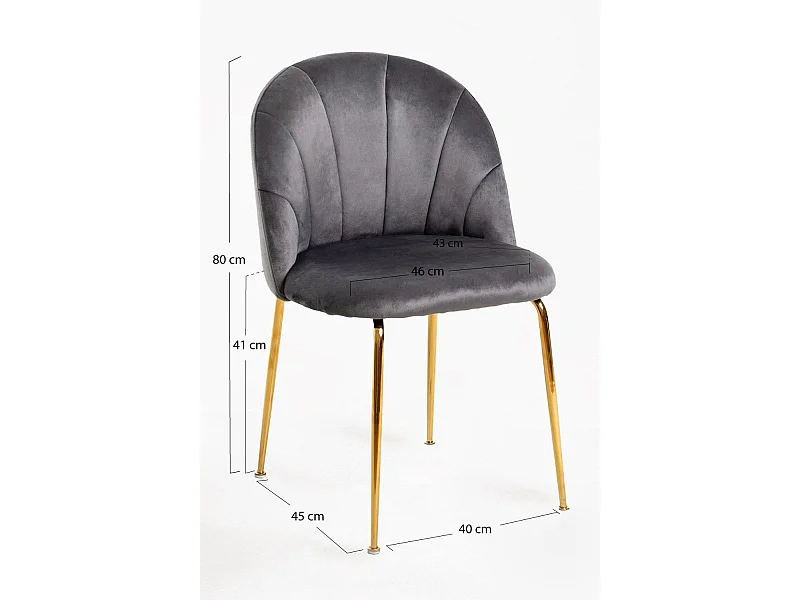 Sillas Comedor - Silla Laget Gold Terciopelo - Gris