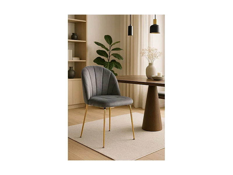Sillas Comedor - Silla Laget Gold Terciopelo - Gris