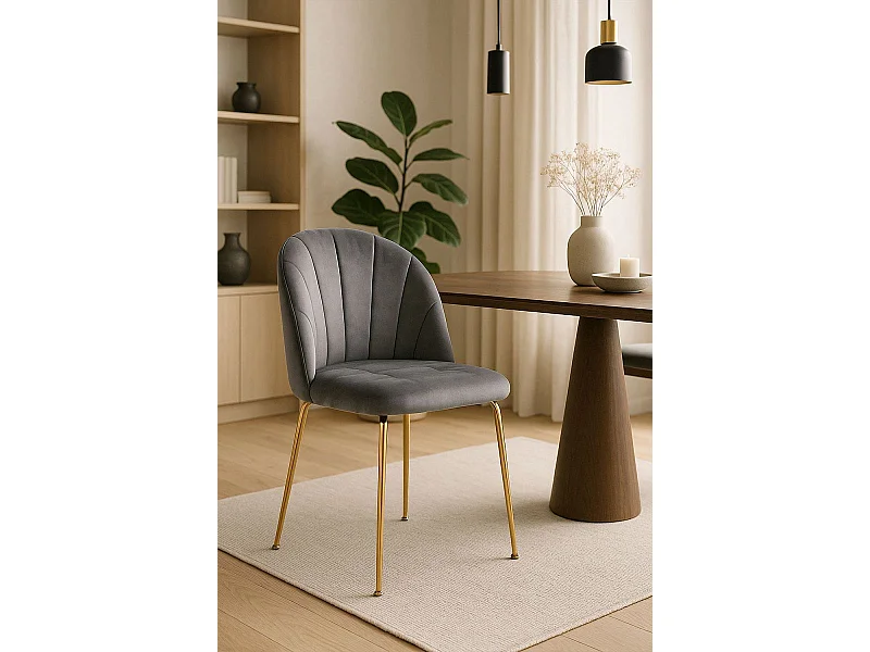 Sillas Comedor - Silla Laget Gold Terciopelo - Gris