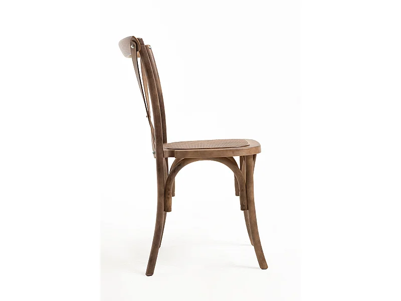 Sillas Comedor - Pack 4 Sillas Altea Polipropileno efecto Rattan y Madera - Roble Claro