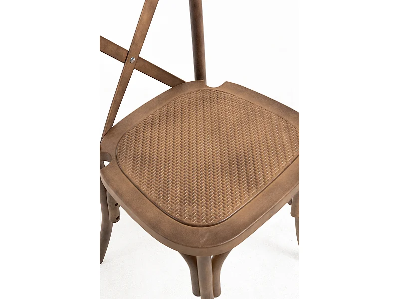 Sillas Comedor - Pack 4 Sillas Altea Polipropileno efecto Rattan y Madera - Roble Claro