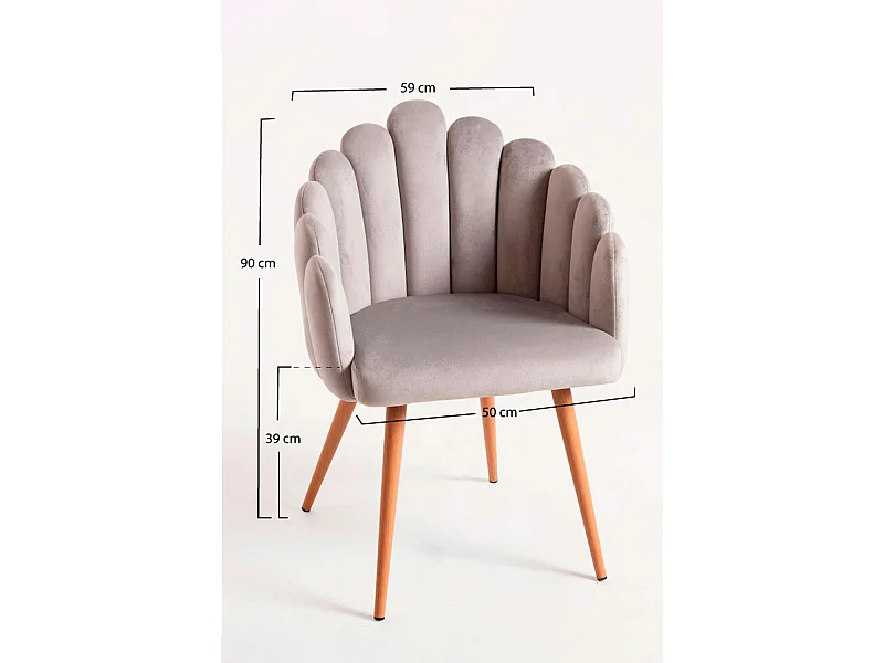 Sillas Comedor - Sillón Main Terciopelo - Gris claro