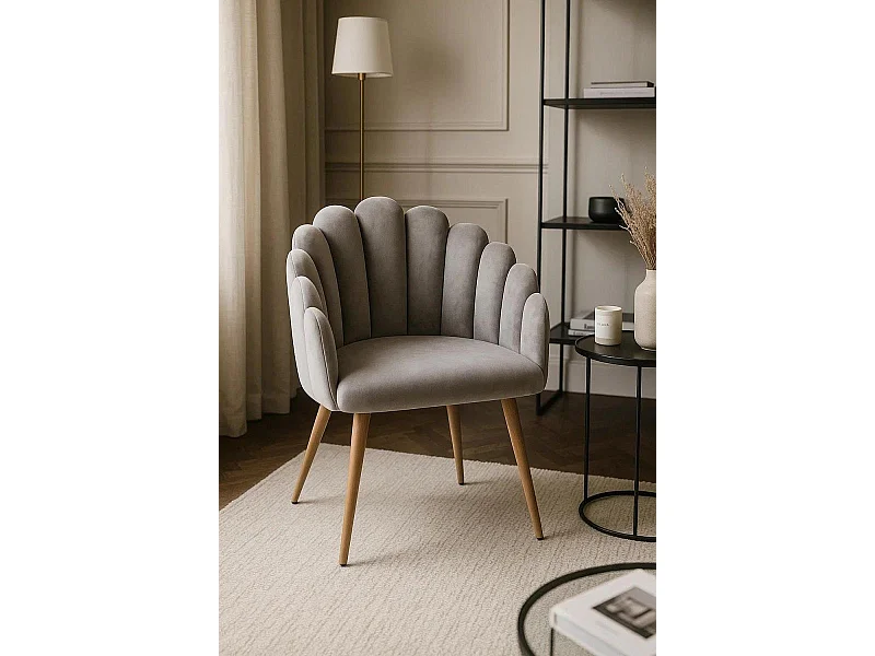 Sillas Comedor - Sillón Main Terciopelo - Gris claro