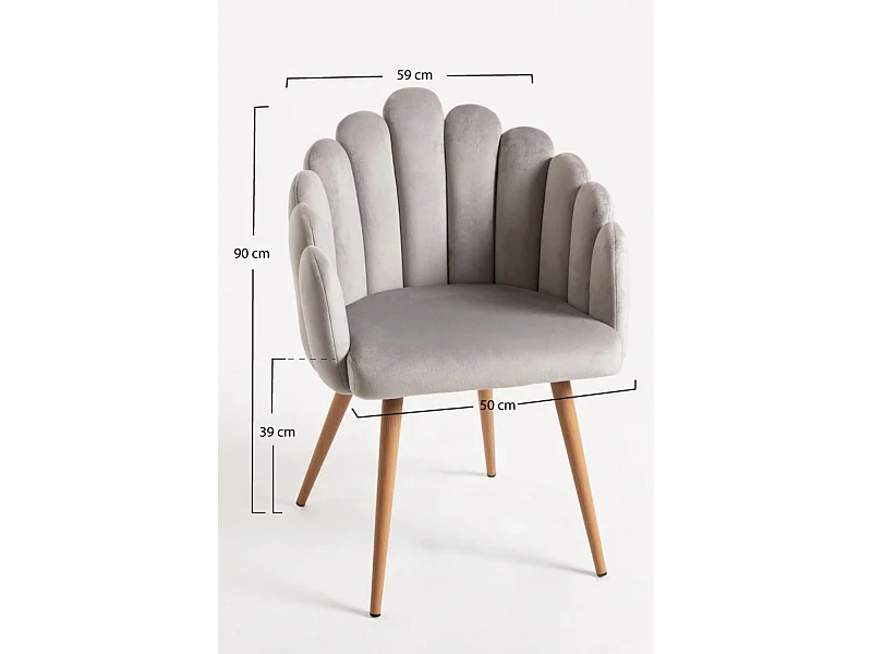 Packs Sillas Comedor - Pack 2 Sillones Main Terciopelo - Gris claro