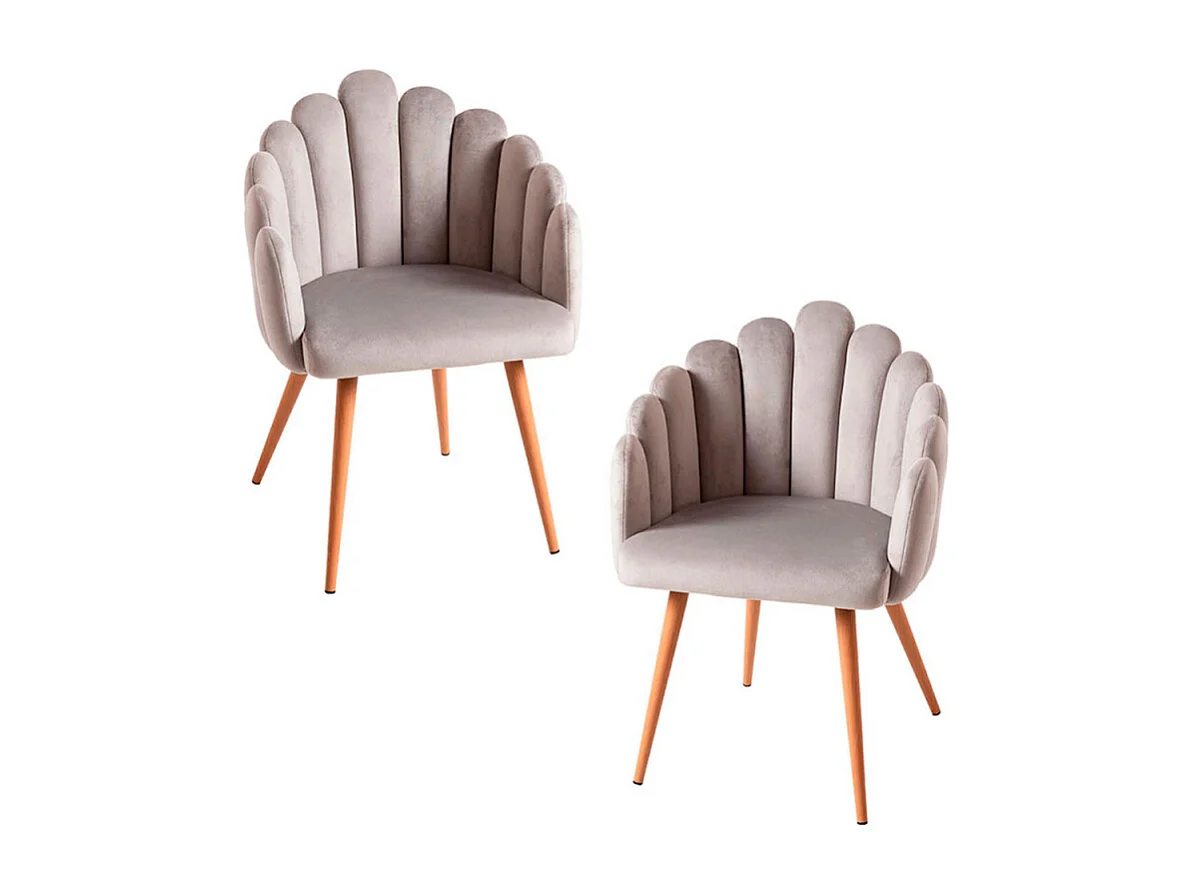 Packs Sillas Comedor - Pack 2 Sillones Main Terciopelo - Gris claro