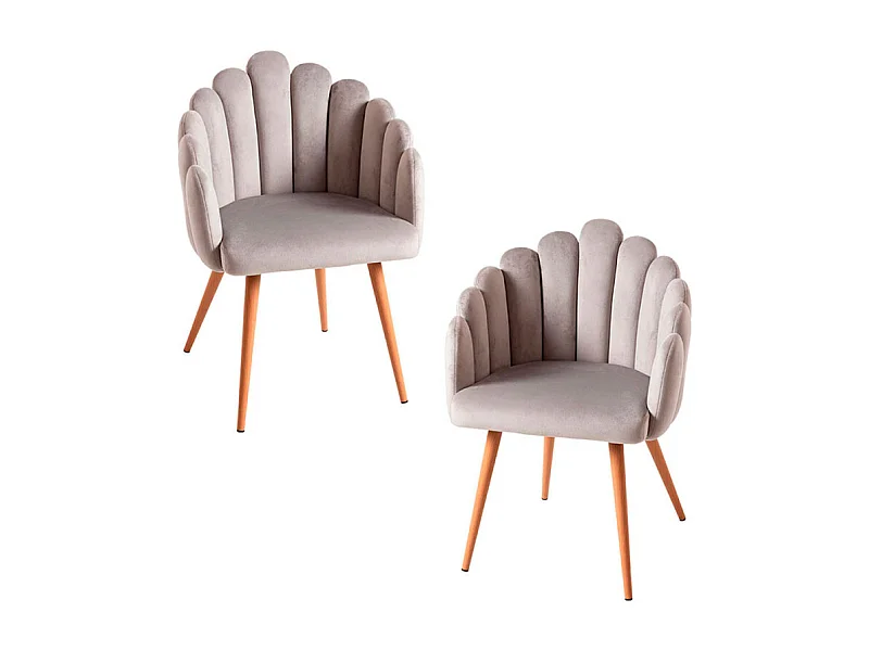 Packs Sillas Comedor - Pack 2 Sillones Main Terciopelo - Gris claro