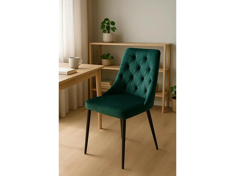 Sillas Comedor - Silla Dolphin Black Terciopelo - Verde