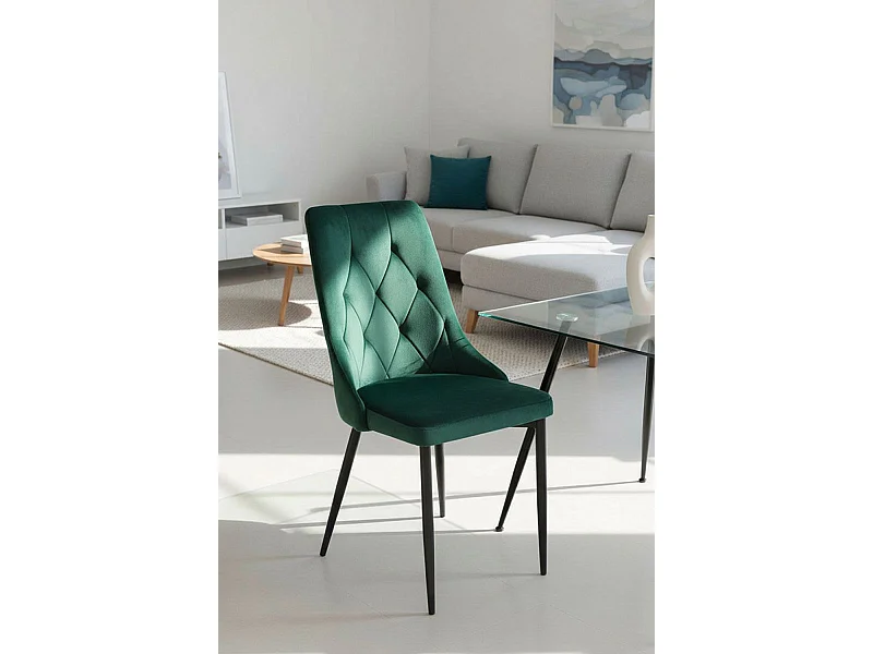 Sillas Comedor - Silla Dolphin Black Terciopelo - Verde
