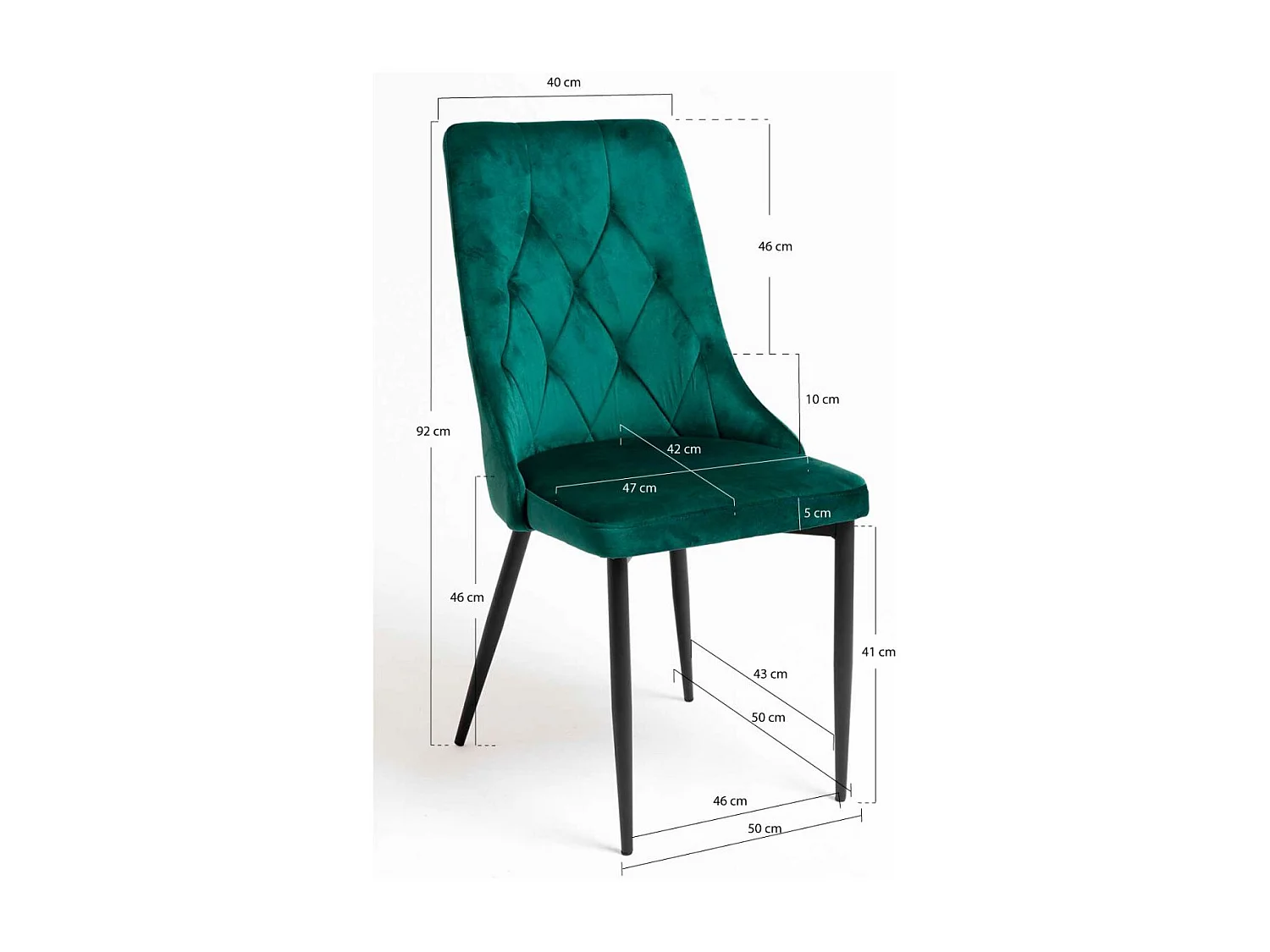 Sillas Comedor - Silla Dolphin Black Terciopelo - Verde