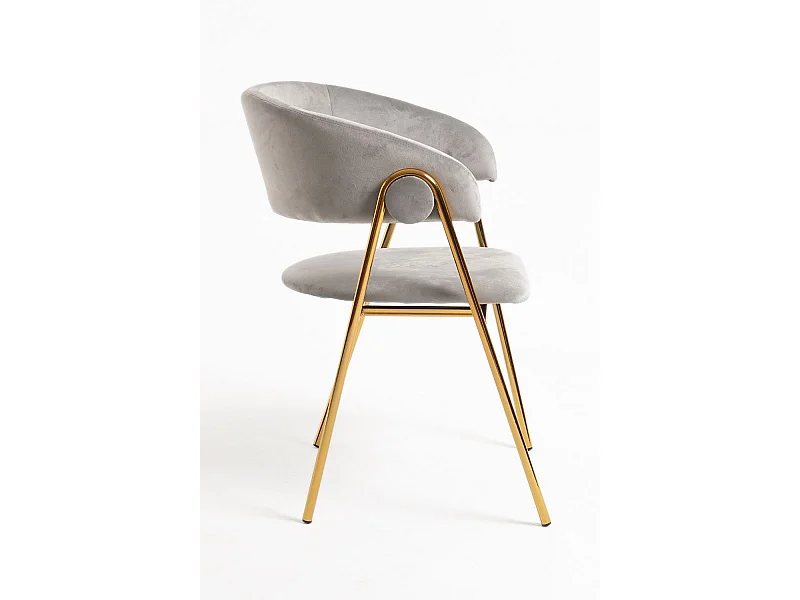 Sillas Comedor - Silla Mihu Gold Terciopelo - Gris claro