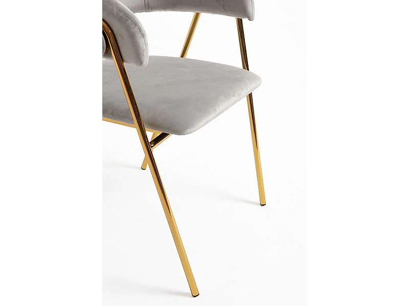Sillas Comedor - Silla Mihu Gold Terciopelo - Gris claro
