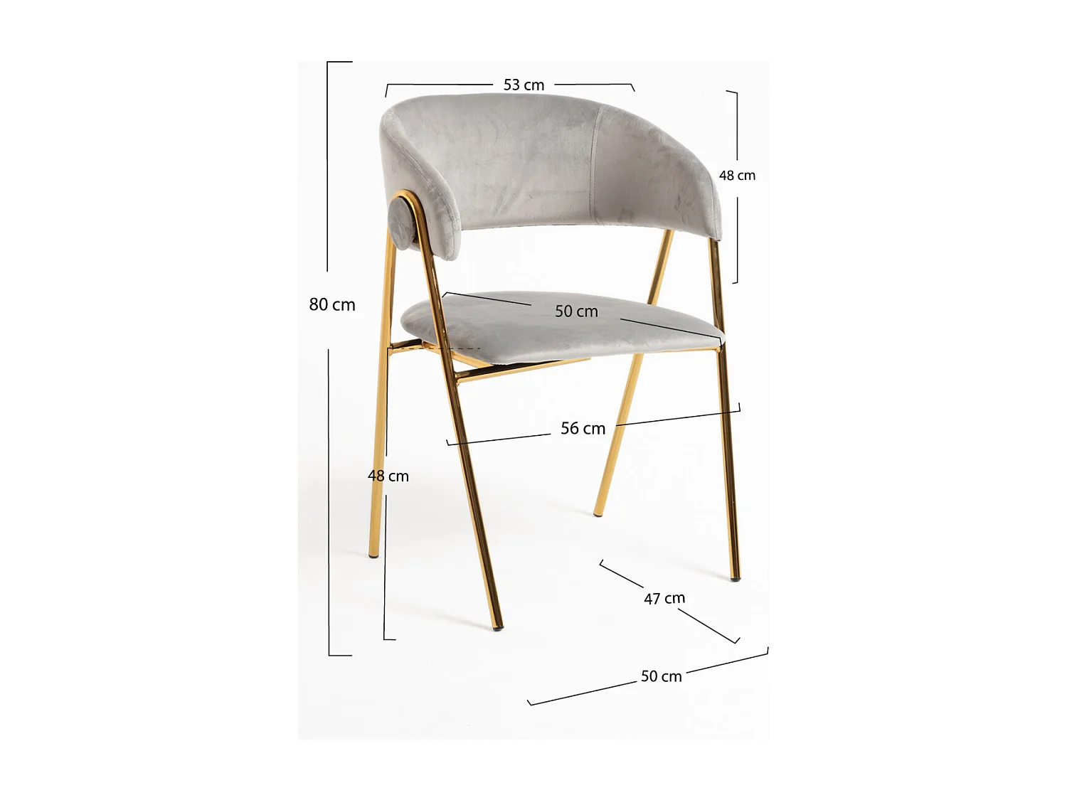 Sillas Comedor - Silla Mihu Gold Terciopelo - Gris claro