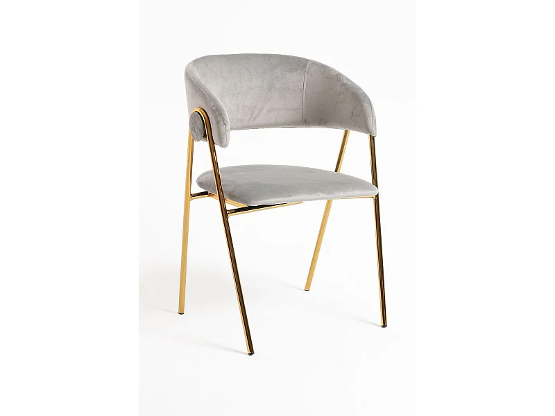 Sillas Comedor - Silla Mihu Gold Terciopelo - Gris claro