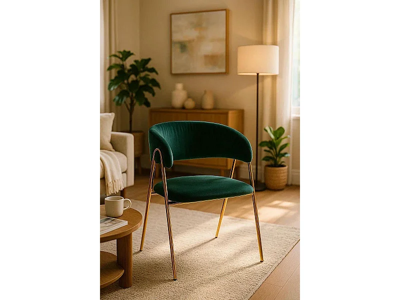 Sillas Comedor - Silla Mihu Gold Terciopelo - Verde
