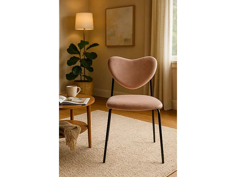 Sillas Comedor - Silla Cora Black Terciopelo - Rosa