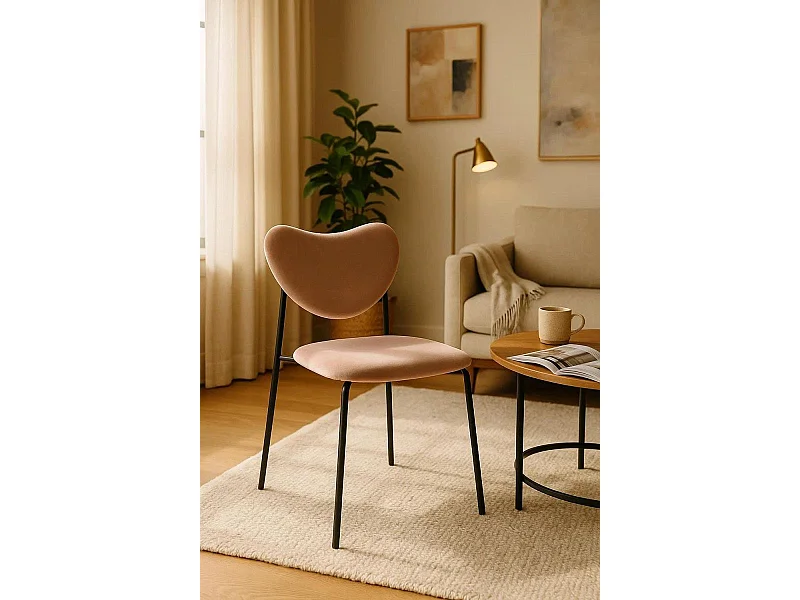 Sillas Comedor - Silla Cora Black Terciopelo - Rosa