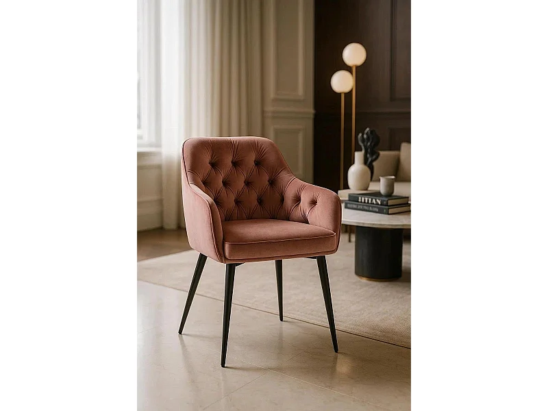 Sillas Comedor - Silla Salle Terciopelo - Rosa