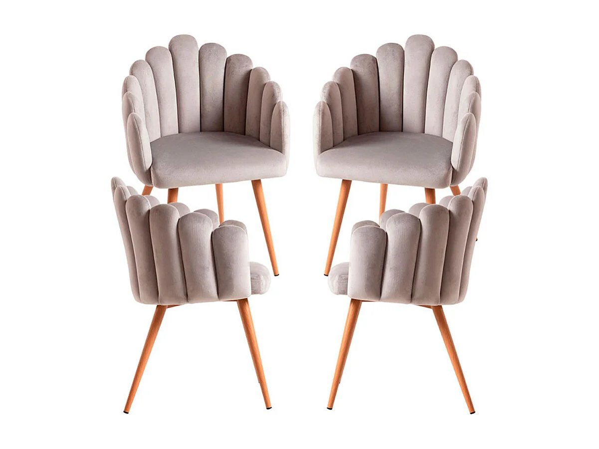 Packs Sillas Comedor - Pack 4 Sillones Main Terciopelo - Gris claro