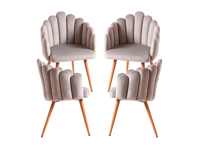 Packs Sillas Comedor - Pack 4 Sillones Main Terciopelo - Gris claro