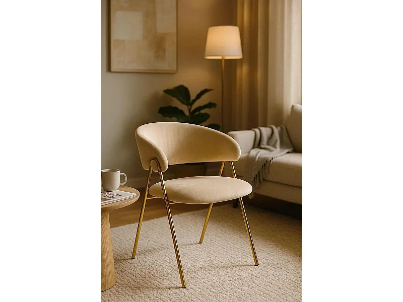 Sillas Comedor - Silla Mihu Gold Terciopelo - Beige