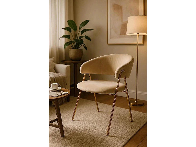 Sillas Comedor - Silla Mihu Gold Terciopelo - Beige