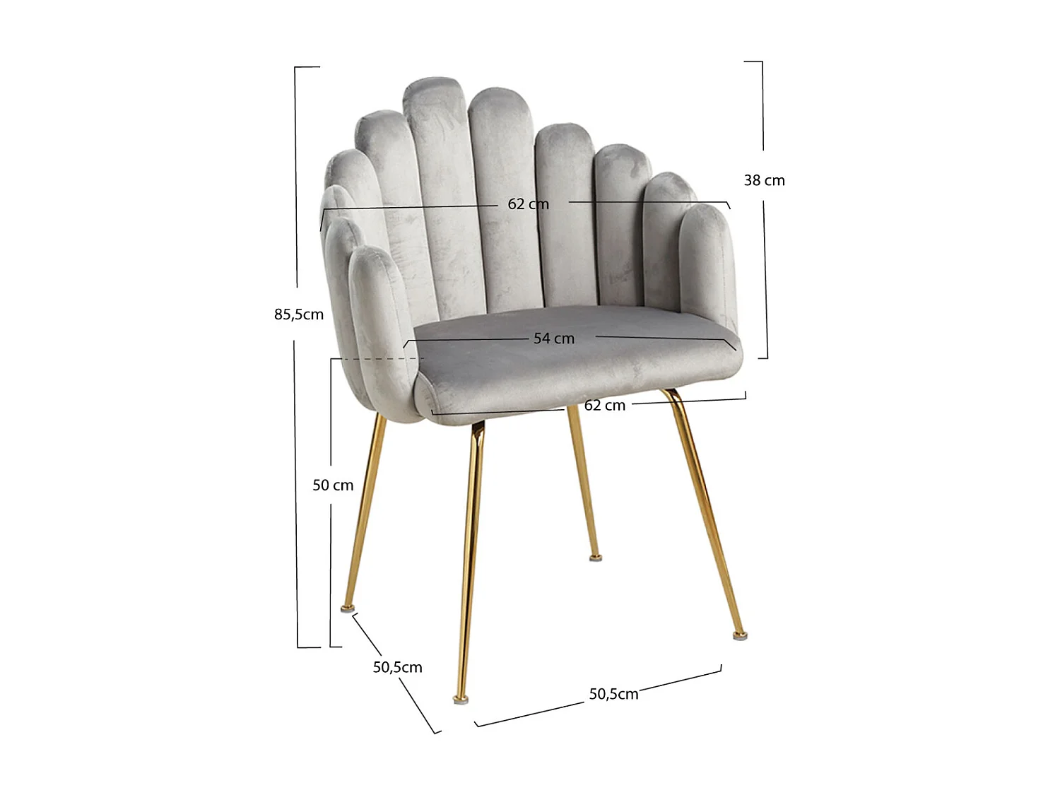 Sillas Comedor - Silla Bhoja Terciopelo - Gris claro