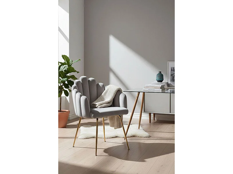 Sillas Comedor - Silla Bhoja Terciopelo - Gris claro