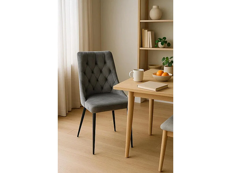 Sillas Comedor - Silla Dolphin Black Terciopelo - Gris