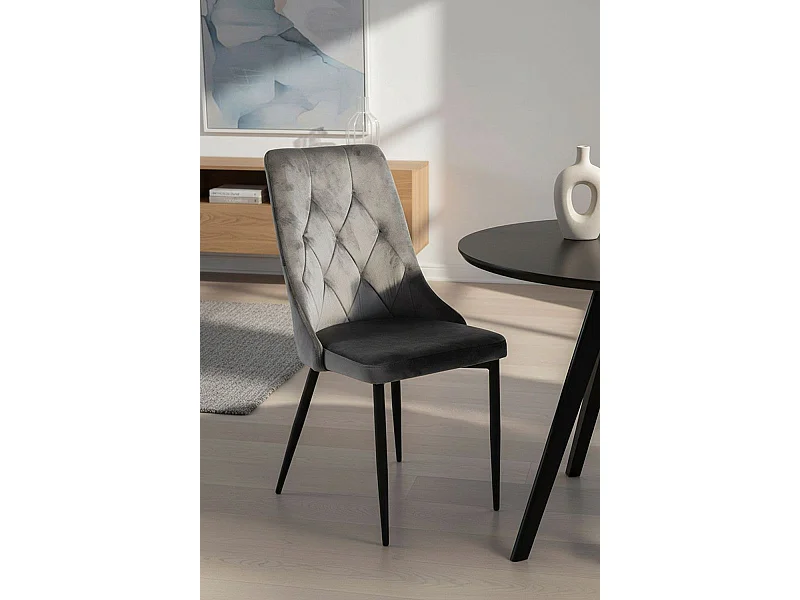 Sillas Comedor - Silla Dolphin Black Terciopelo - Gris