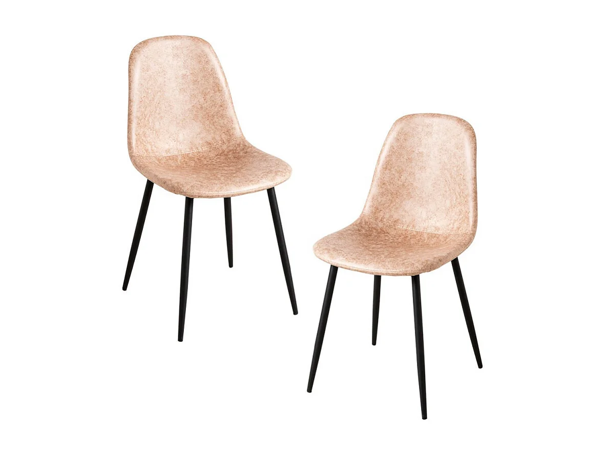 Packs Sillas Comedor - Pack 2 Sillas Black Teok Polipiel - Beige Vintage Teok