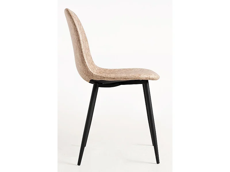 Packs Sillas Comedor - Pack 2 Sillas Black Teok Polipiel - Beige Vintage Teok