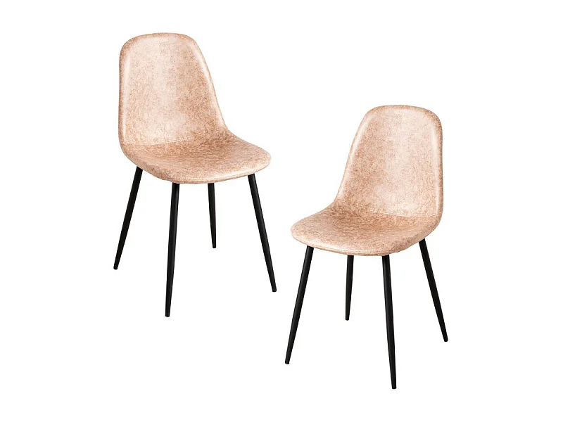 Packs Sillas Comedor - Pack 2 Sillas Black Teok Polipiel - Beige Vintage Teok