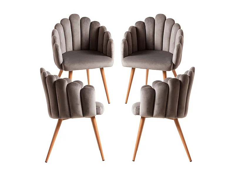 Packs Sillas Comedor - Pack 4 Sillones Main Terciopelo - Gris oscuro