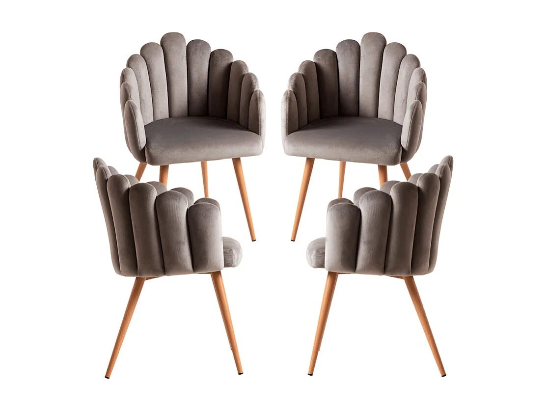 Packs Sillas Comedor - Pack 4 Sillones Main Terciopelo - Gris oscuro