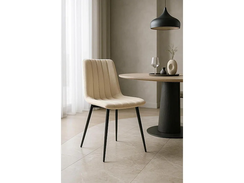 Sillas Comedor - Silla Miller Black Terciopelo - Beige