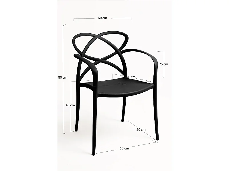 Sillas Comedor - Silla Vella con Reposabrazos - Negro