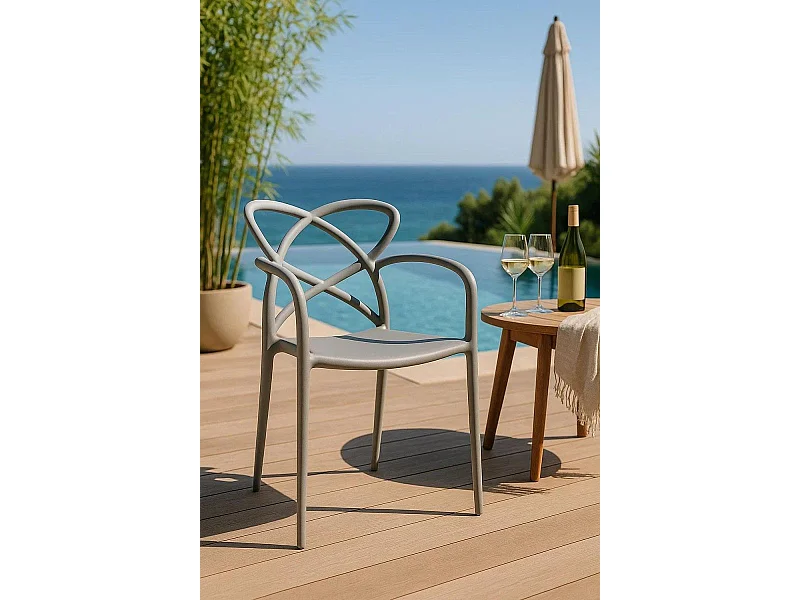 Sillas Comedor - Silla Vella con Reposabrazos - Gris claro