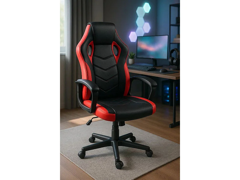 Silla Gaming Gunfire - Rojo y Negro - Máxima Ergonomía - Ideal para sesiones de Gaming