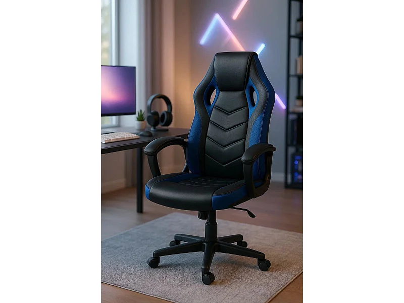 Silla Gaming Gunfire - Azul y Negro - Máxima Ergonomía - Ideal para sesiones de Gaming
